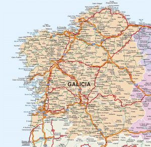 Mapa de las ciudades de Galicia.
