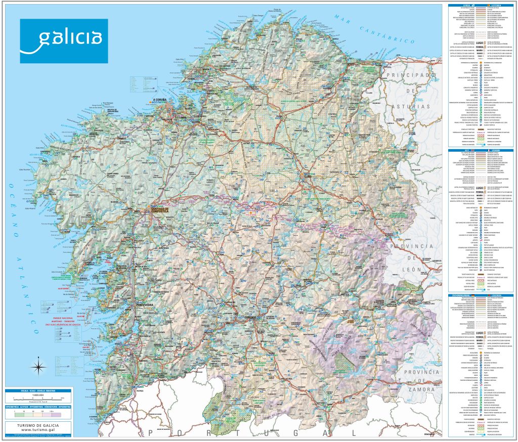 Mapa de carreteras de Galicia.