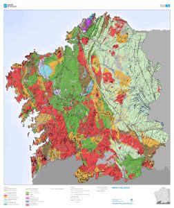 Mapa litológico de Galicia.