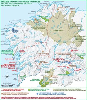 Mapa de los espacios naturales protegidos de Galicia