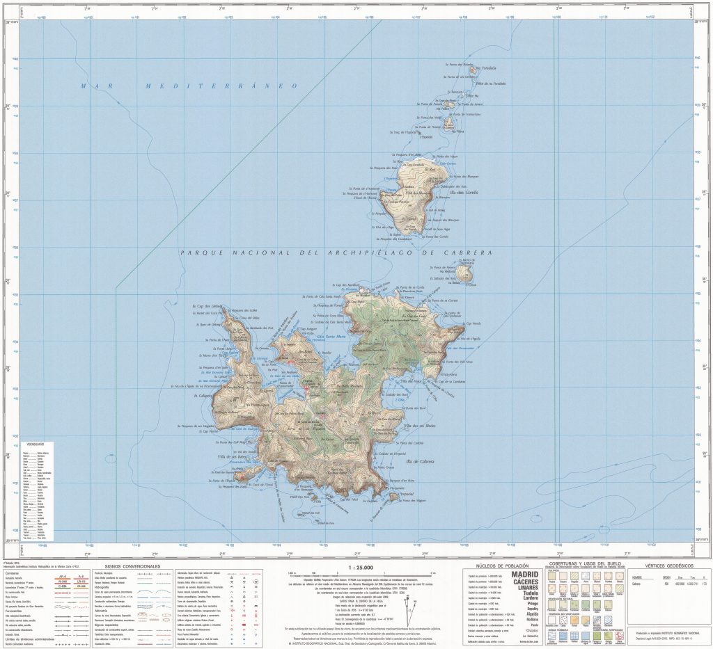 Mapa de la isla de Cabrera.