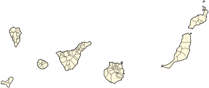 Mapa mudo de los municipios de las Islas Canarias.