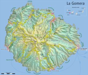 Mapa topográfico de La Gomera.