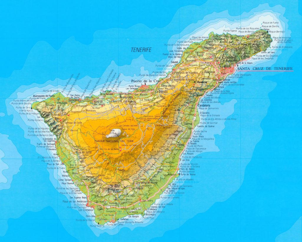 Mapa de la isla de Tenerife.