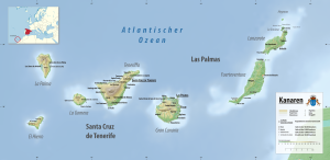 Mapa físico de Canarias