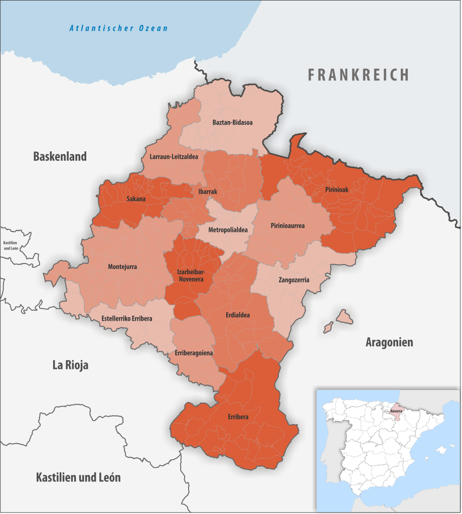 Mapa de las comarcas de Navarra.