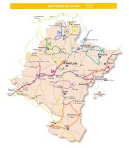 Mapa de las rutas turísticas de Navarra.