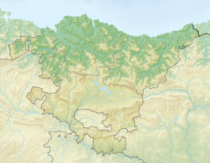 Mapa físico en blanco del País Vasco.