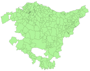 Mapa mudo de los municipios del País Vasco.