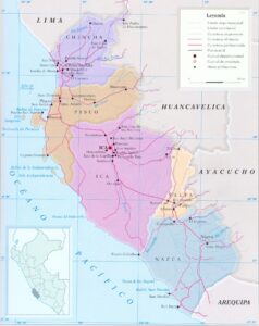 Mapa de las provincias del departamento de Ica.