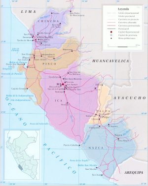 Mapa del departamento de Ica