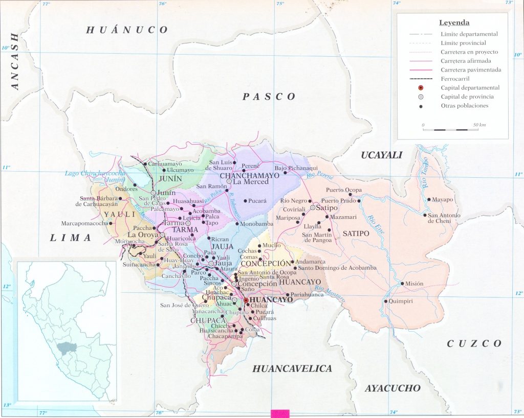 Mapa del departamento de Jun&iacute;n.