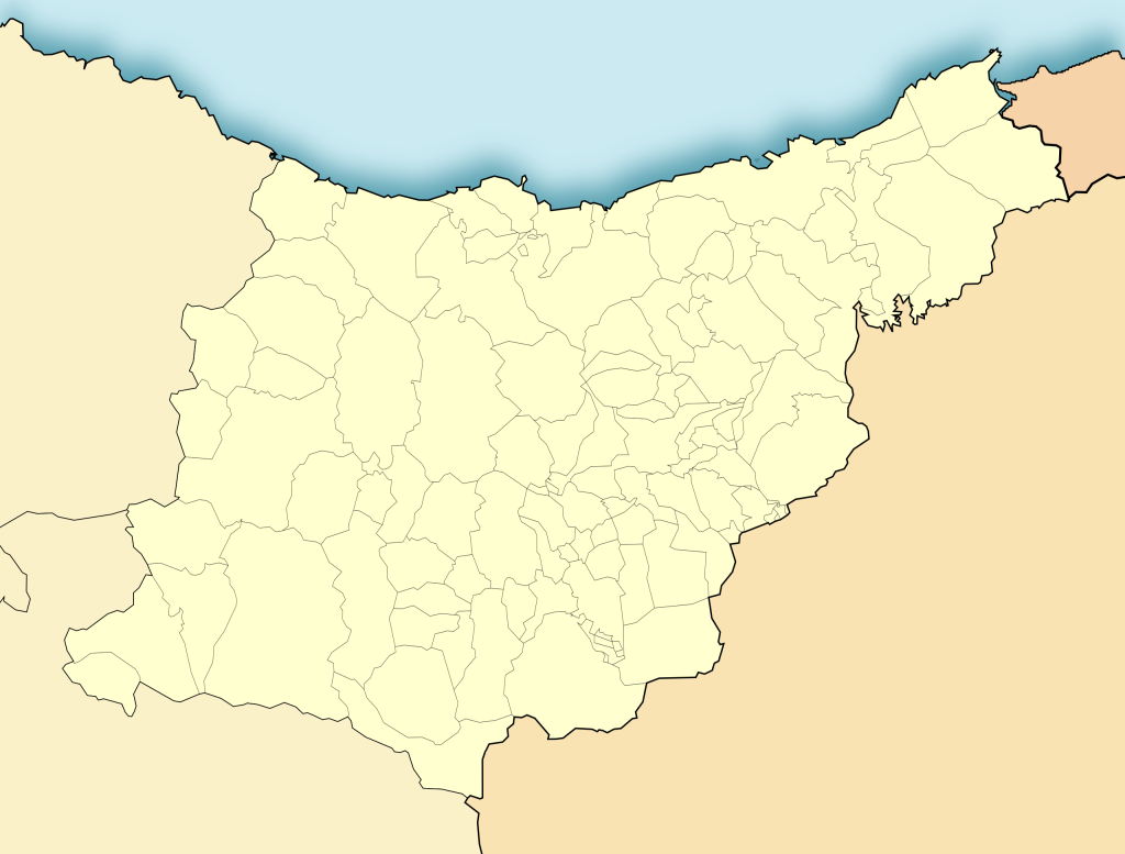 Mapa mudo de la provincia de Guipúzcoa.
