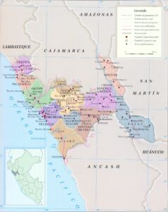 Mapa de las provincias del departamento de La Libertad.
