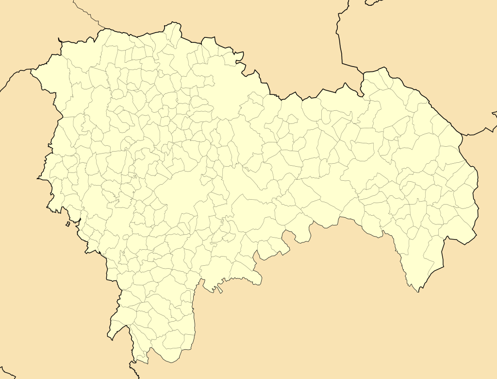 Mapa mudo de la provincia de Guadalajara.