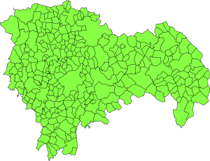 Mapa mudo de los municipios de la provincia de Guadalajara.