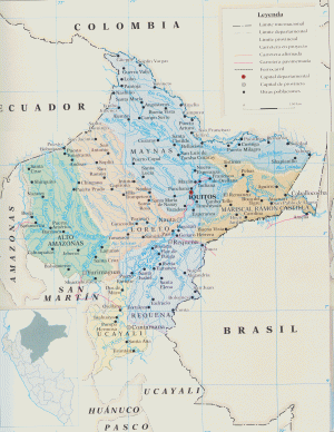 Mapa del departamento de Loreto