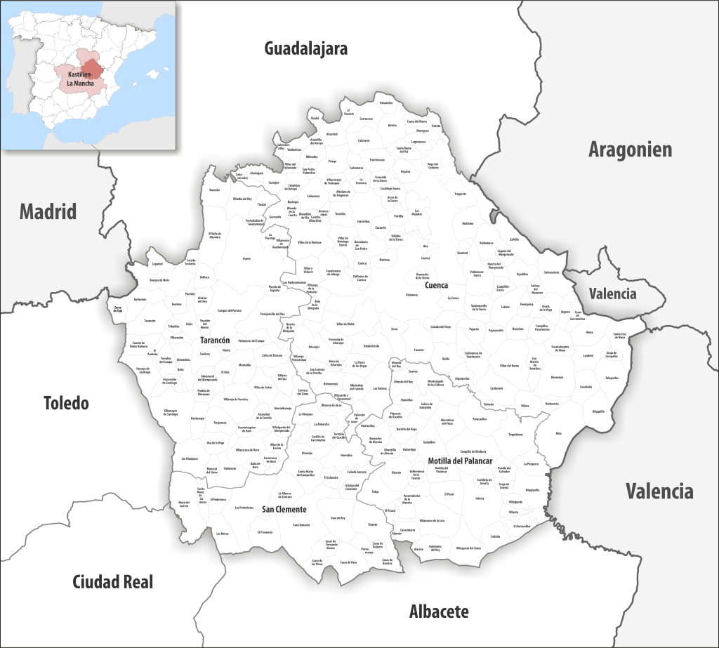 Mapa de los municipios de la provincia de Cuenca.