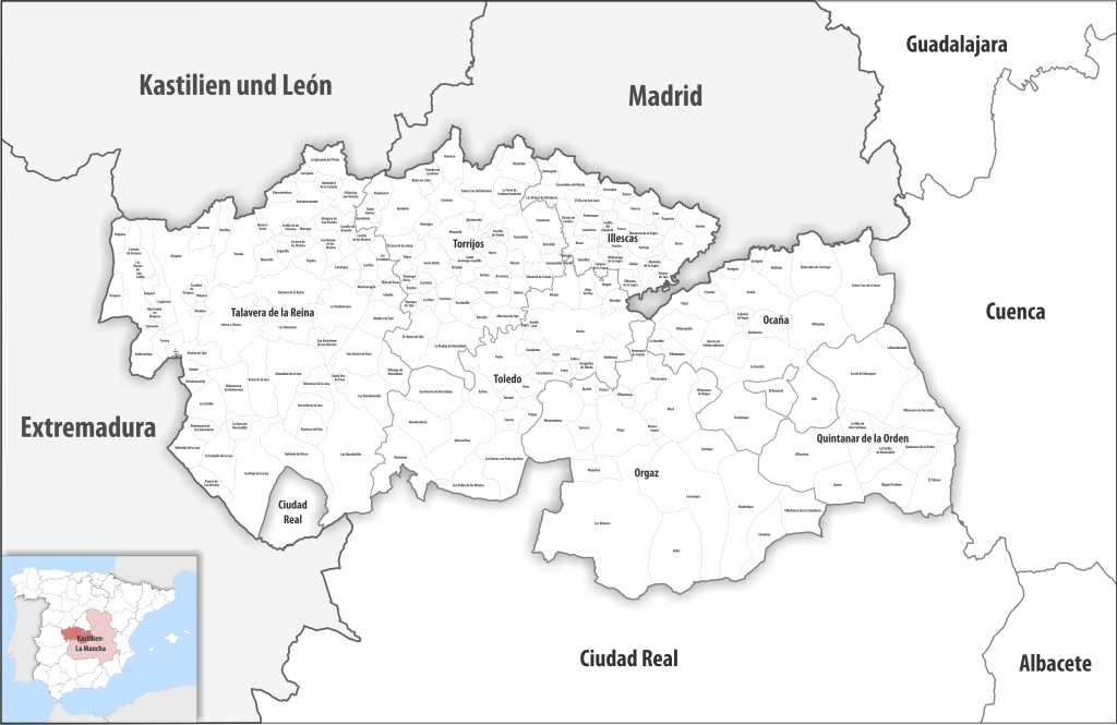 Mapa de los municipios de la provincia de Toledo.