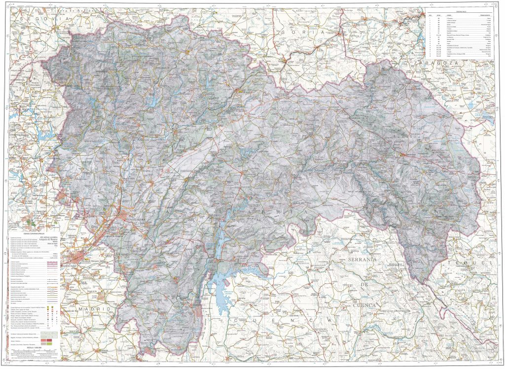 Mapa de la provincia de Guadalajara.
