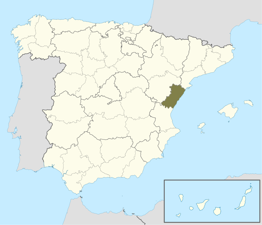 Mapa de ubicación de la provincia de Castellón.