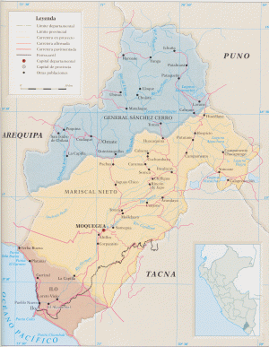 Mapa del departamento de Moquegua