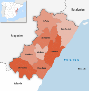¿Cuales son las comarcas de la provincia de Castellón?