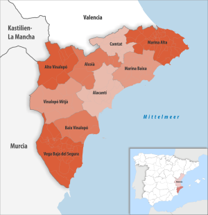 ¿Cuales son las comarcas de la provincia de Alicante?
