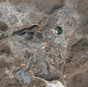 La ciudad de Cerro de Pasco antes de la expansión del tajo abierto en el año 1965.
