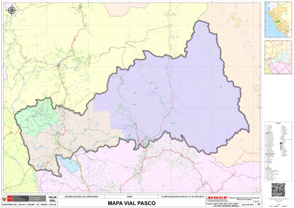Mapa del departamento de Pasco.