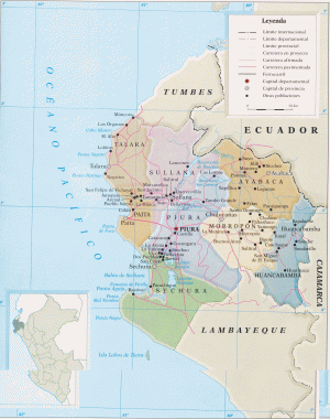 Mapa del departamento de Piura