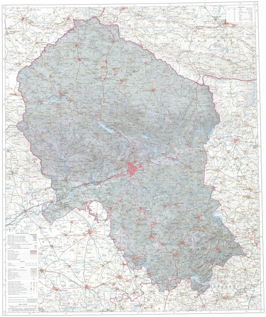 Mapa de la provincia de Córdoba, España.