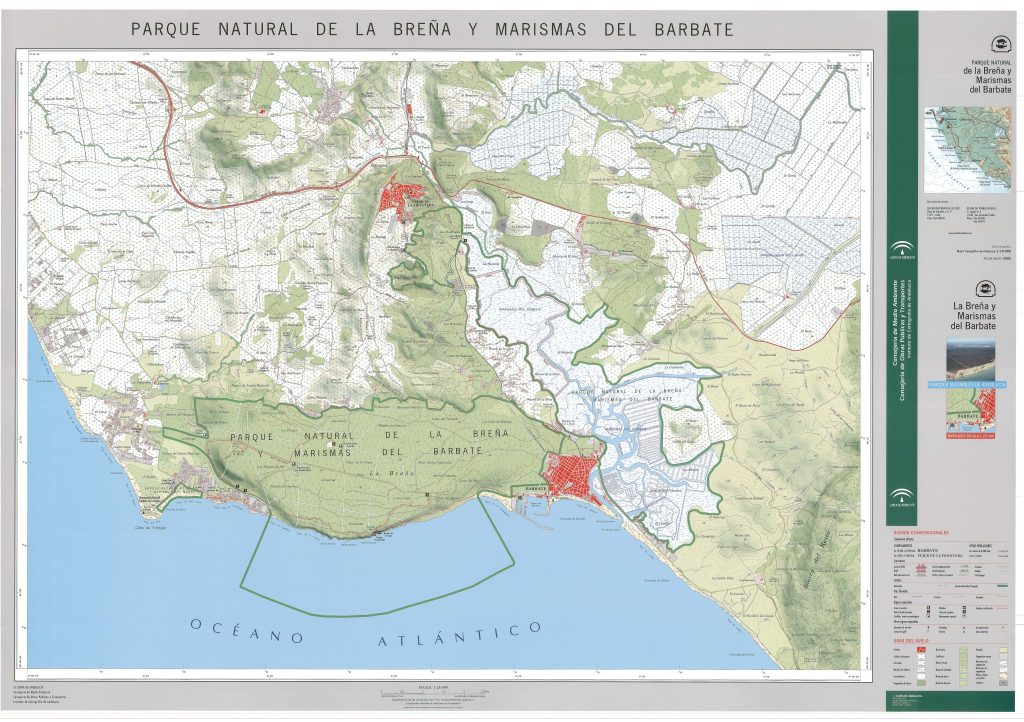 Mapa del Parque Natural de la Breña y Marismas del Barbate.