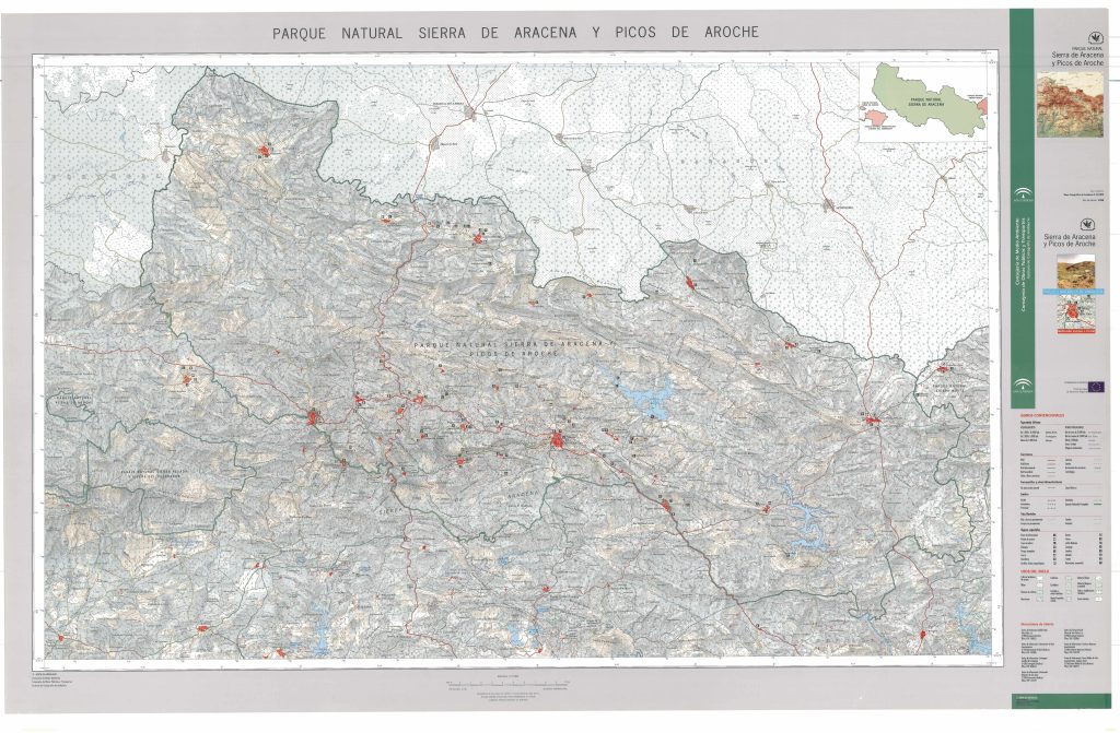 Mapa del Parque natural de Sierra de Aracena y Picos de Aroche.