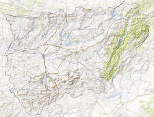 Mapa topográfico de la provincia de Jaén (España).