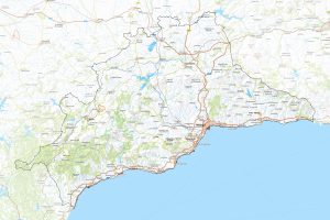 Mapa físico de la provincia de Málaga