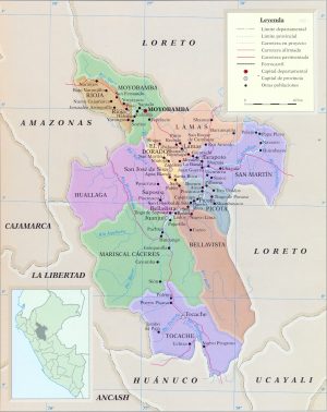 Mapa del departamento de San Mart&iacute;n