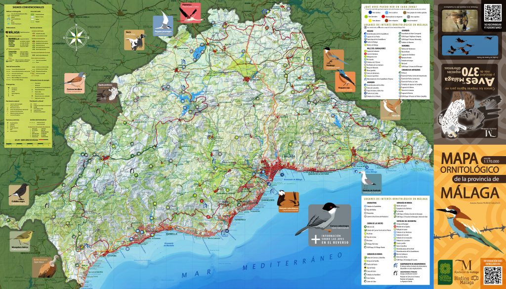 Mapa ornitológico de la provincia de Málaga.