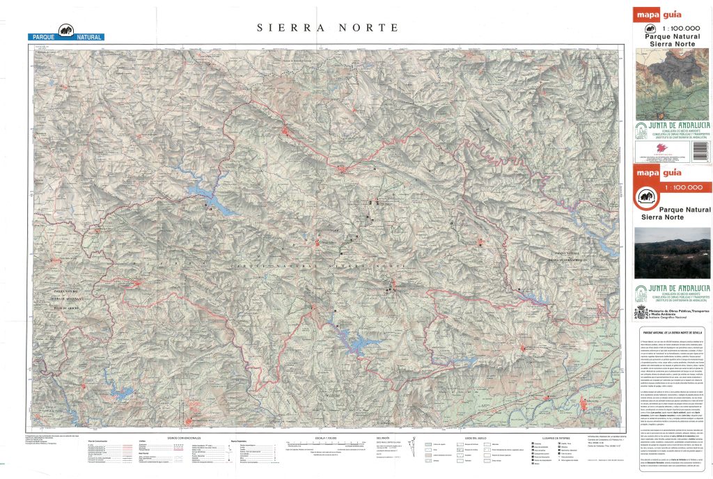 Mapa del Parque natural Sierra Morena de Sevilla.