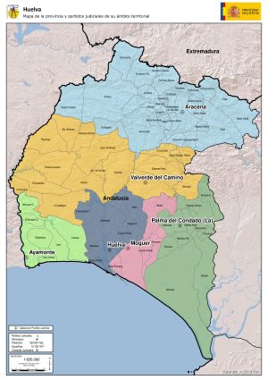 Mapa de los partidos judiciales de la provincia de Huelva