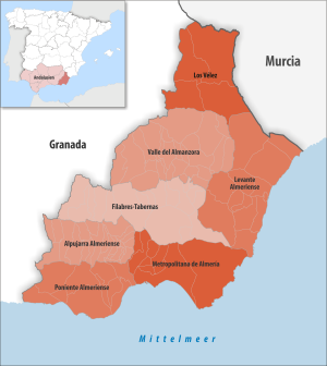 Mapa de las comarcas de la provincia de Almería