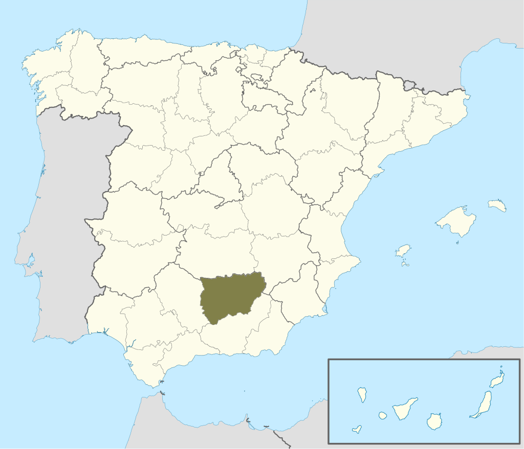 Mapa de ubicación de la provincia de Jaén.