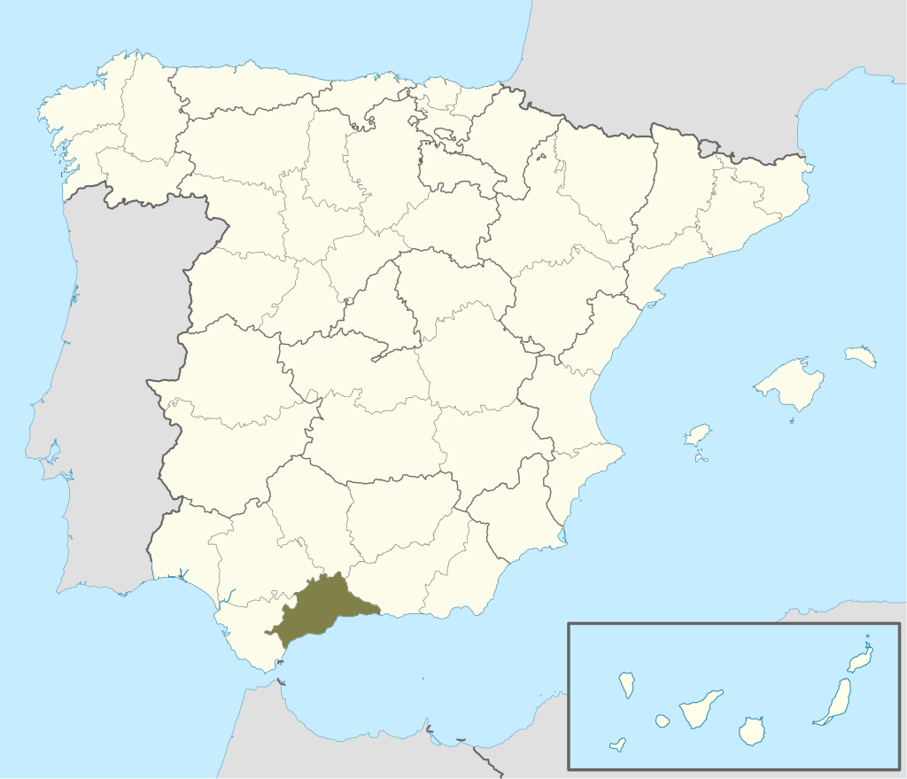 Mapa de ubicación de la provincia de Málaga.