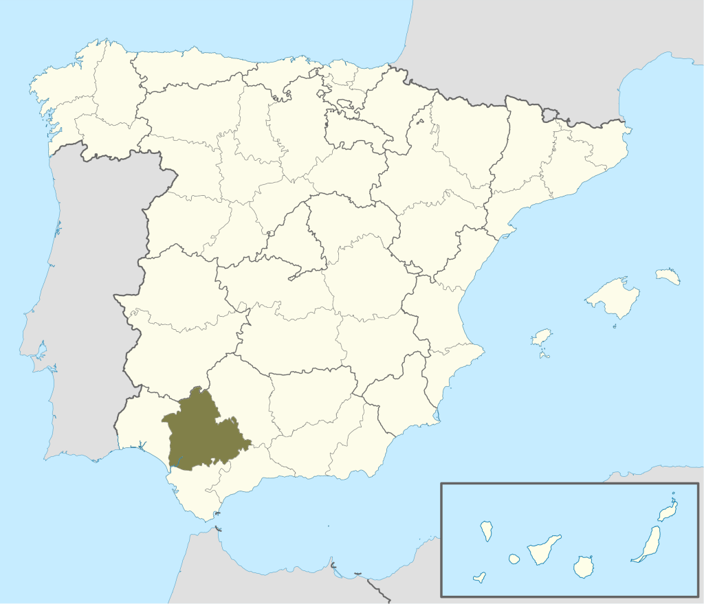 Mapa de ubicación de la provincia de Sevilla.