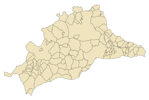 Mapa mudo de los municipios de la provincia de Málaga.