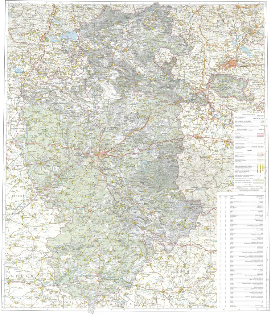 Mapa de la provincia de Burgos.