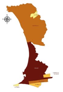 Mapa de los distritos de la provincia constitucional del Callao.