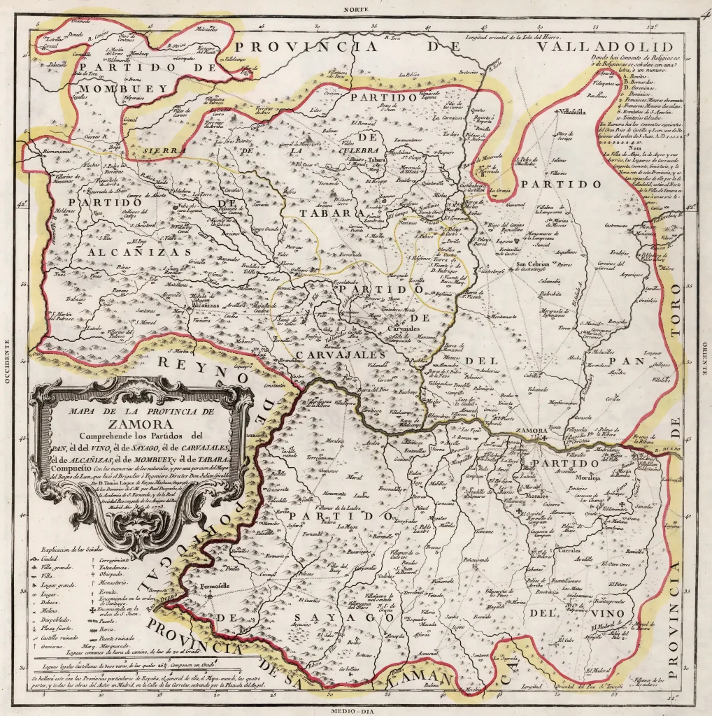 Mapa de la provincia de Zamora 1773.