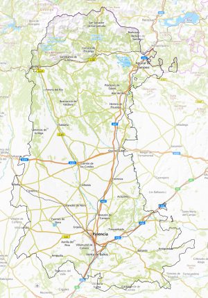 Mapa físico de la provincia de Palencia