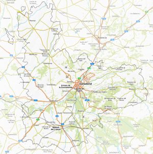 Mapa físico de la provincia de Valladolid
